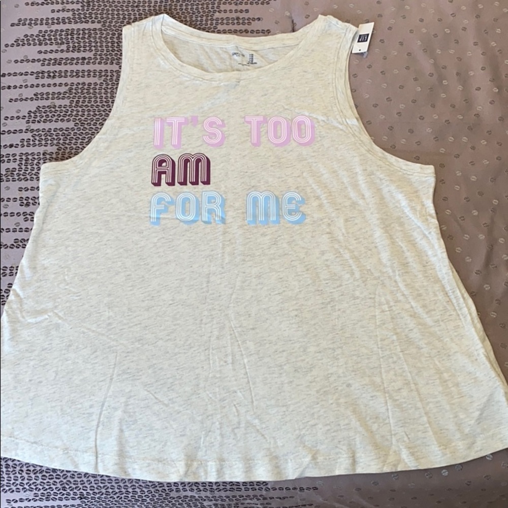 GAPBody Knit Graphic Sleeveless Heather Gray Top